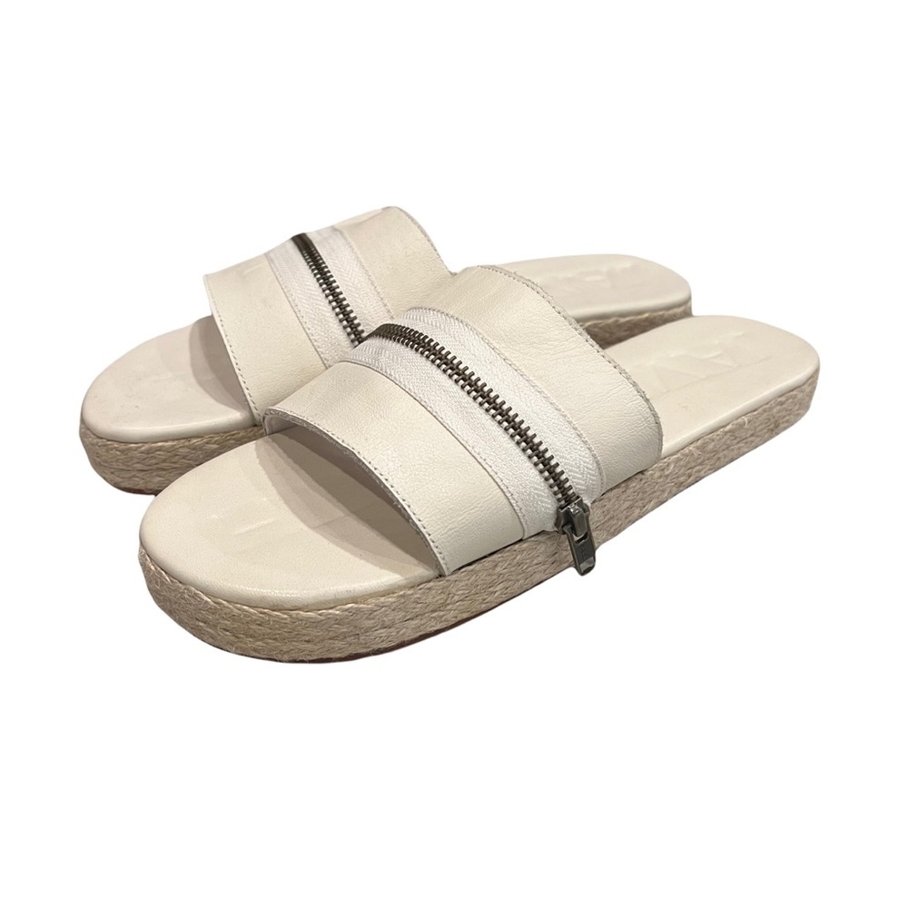 James Smith White Zip Espadrille Slides Platform Sandals White No Size 10